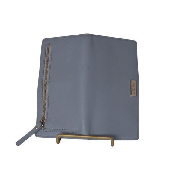 Kate Spade Stacy Bifold Wallet Saffiano Leather Powder Blue Clean Girl Minimal - Picture 4 of 6